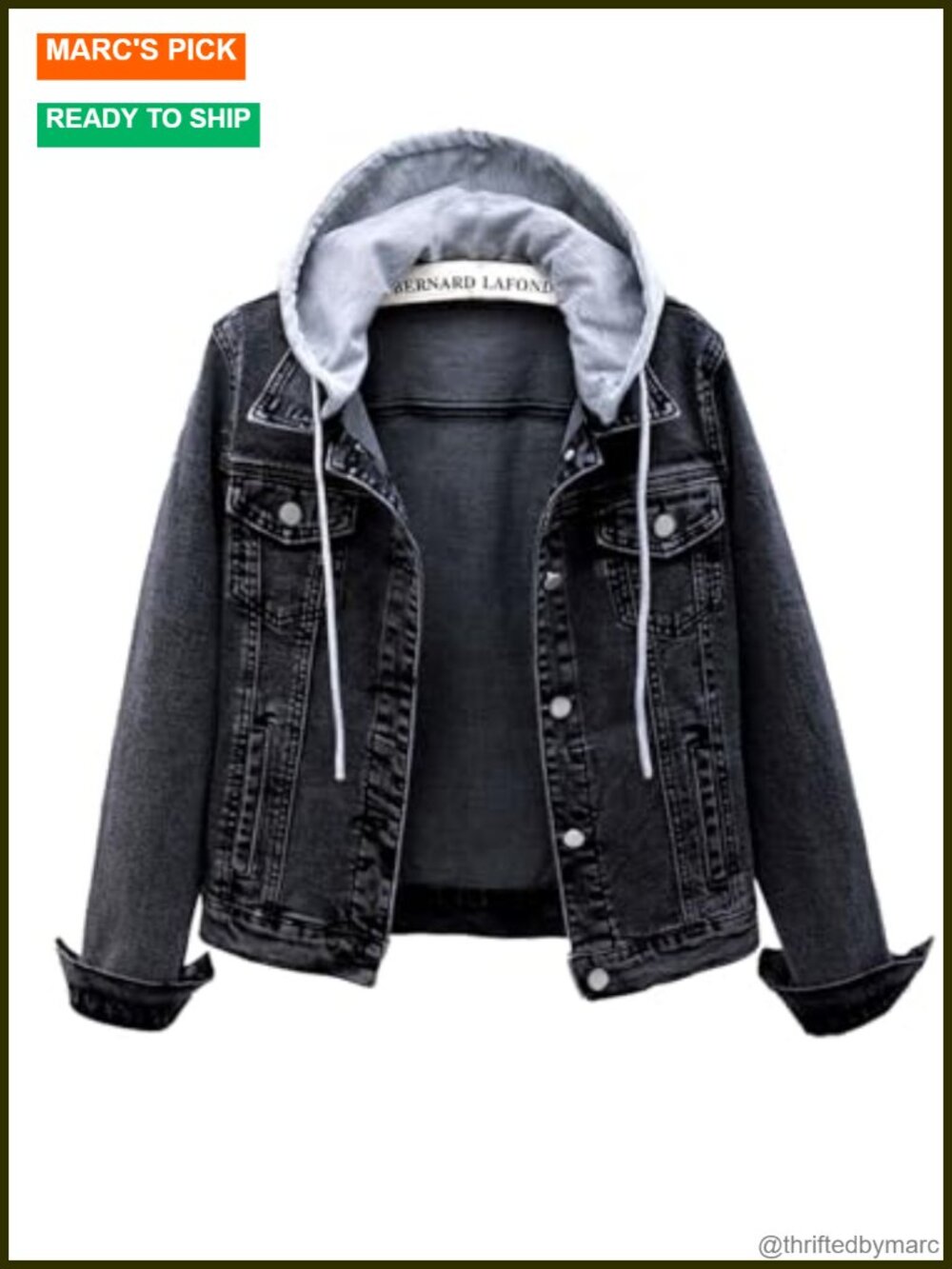 Women's Casual Detachable Hooded Denim Jacket Blue